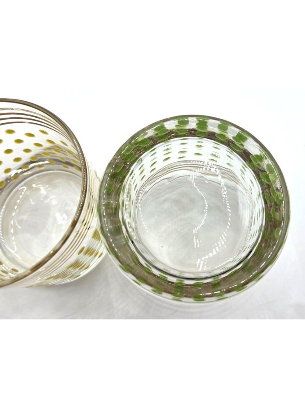 Vtg Federal Glass Polka Dot Low ball Glasses Gold trim MCM Set of 2 - Picture 6 of 8